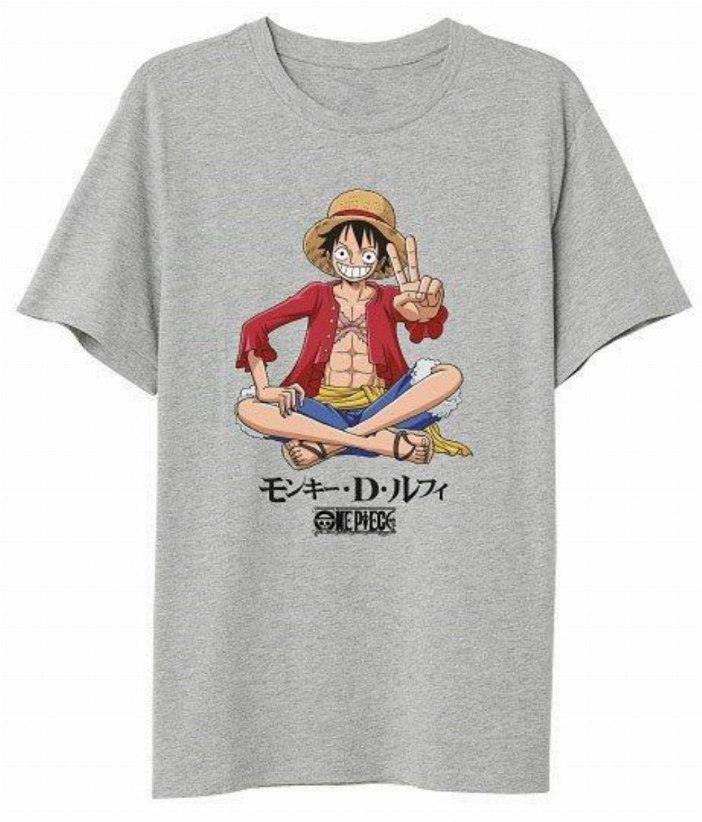 Μπλούζα Μακό Lux in Tenebris Ποιότητας Premium με Τύπωμα One Piece Luffy Sitting σε Γκρι χρώμα Μπλούζα Μακό Lux in Tenebris Ποιότητας Premium με Τύπωμα One Piece Luffy Sitting σε Γκρι χρώμα