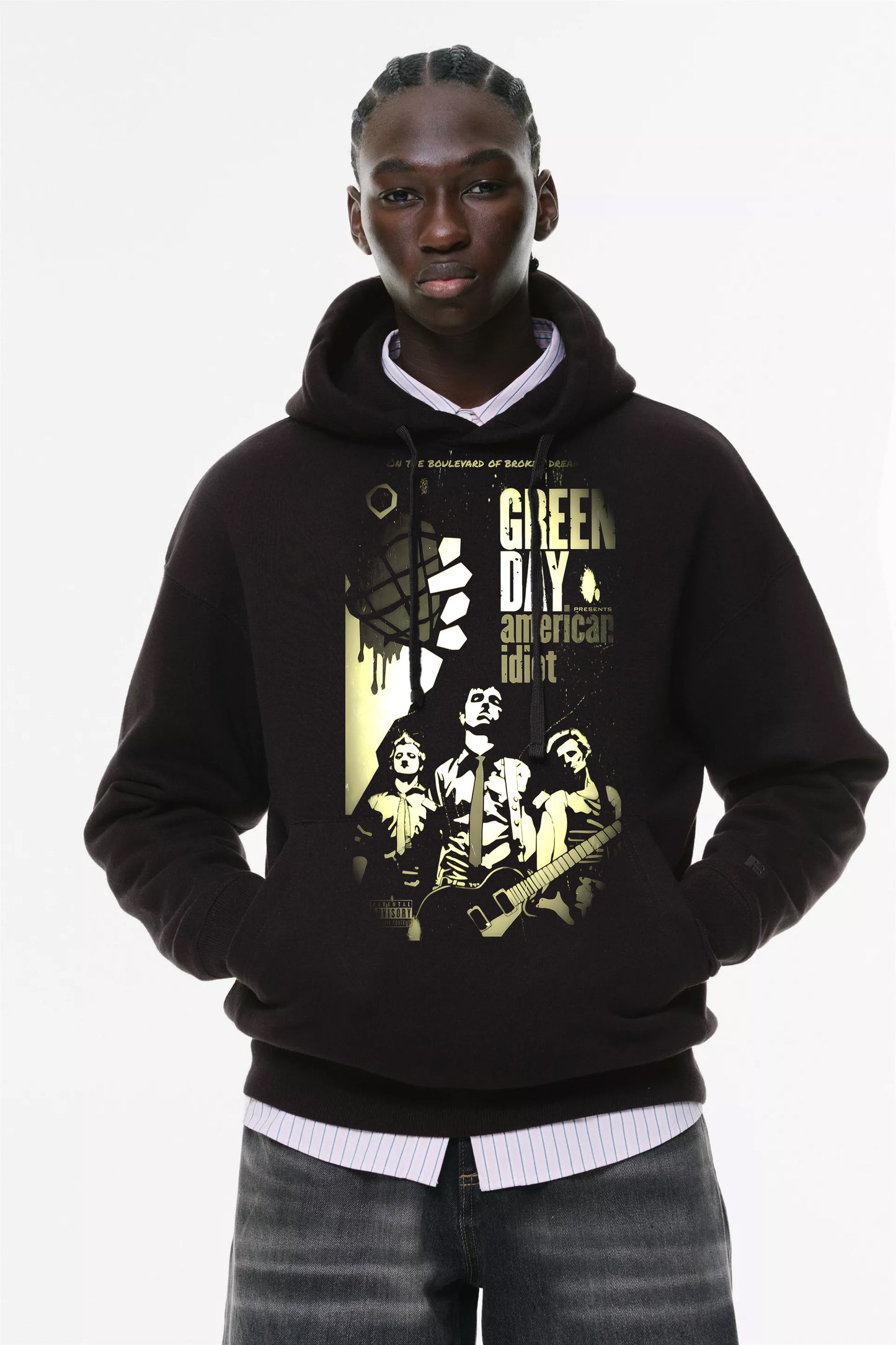Φούτερ με κουκούλα και τσέπες Prenium ποιότητας της εταιρίας Lux in Tenebris με τύπωμα Green Day - American Idiot