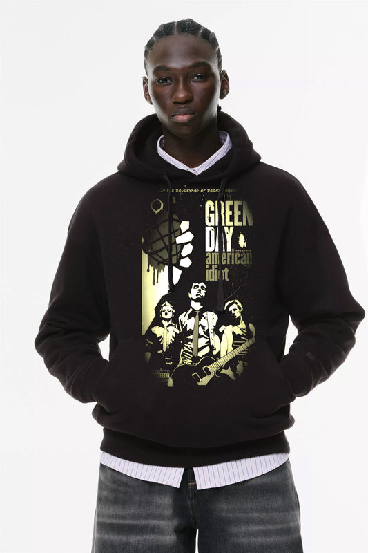 Φούτερ με κουκούλα και τσέπες Prenium ποιότητας της εταιρίας Lux in Tenebris με τύπωμα Green Day - American Idiot