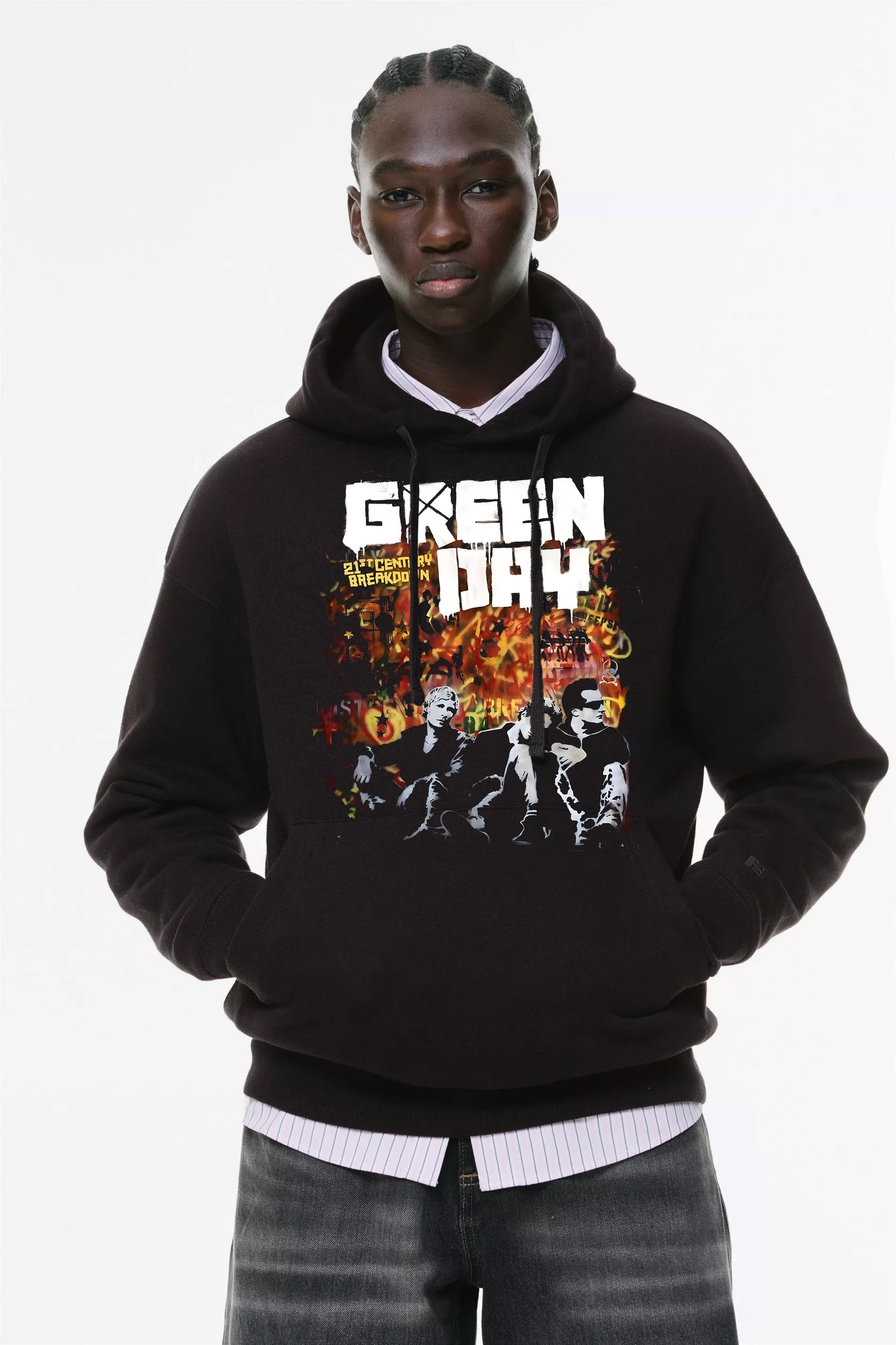 Φούτερ με κουκούλα και τσέπες Prenium ποιότητας της εταιρίας Lux in Tenebris με τύπωμα Green Day