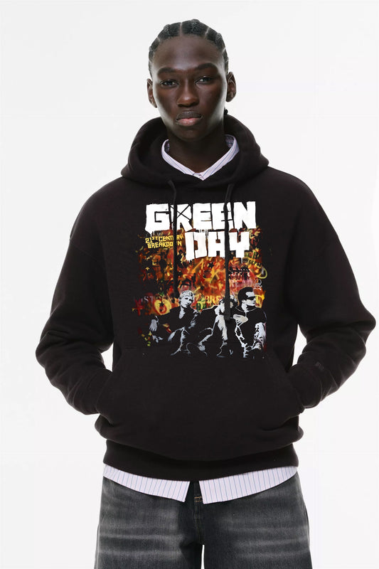 Φούτερ με κουκούλα και τσέπες Prenium ποιότητας της εταιρίας Lux in Tenebris με τύπωμα Green Day