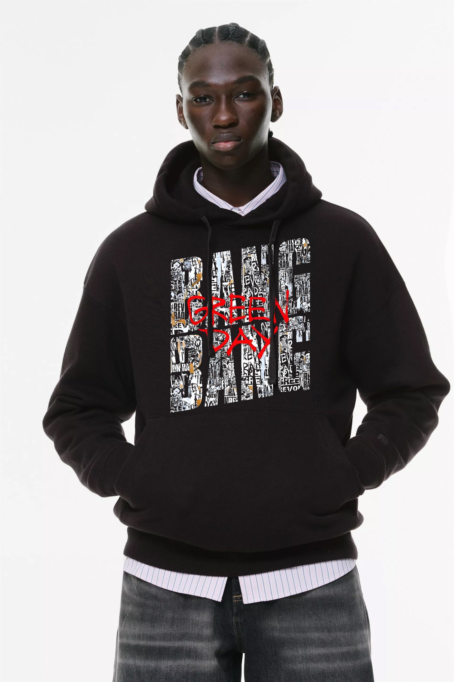 Φούτερ με κουκούλα και τσέπες Prenium ποιότητας της εταιρίας Lux in Tenebris με τύπωμα Green Day