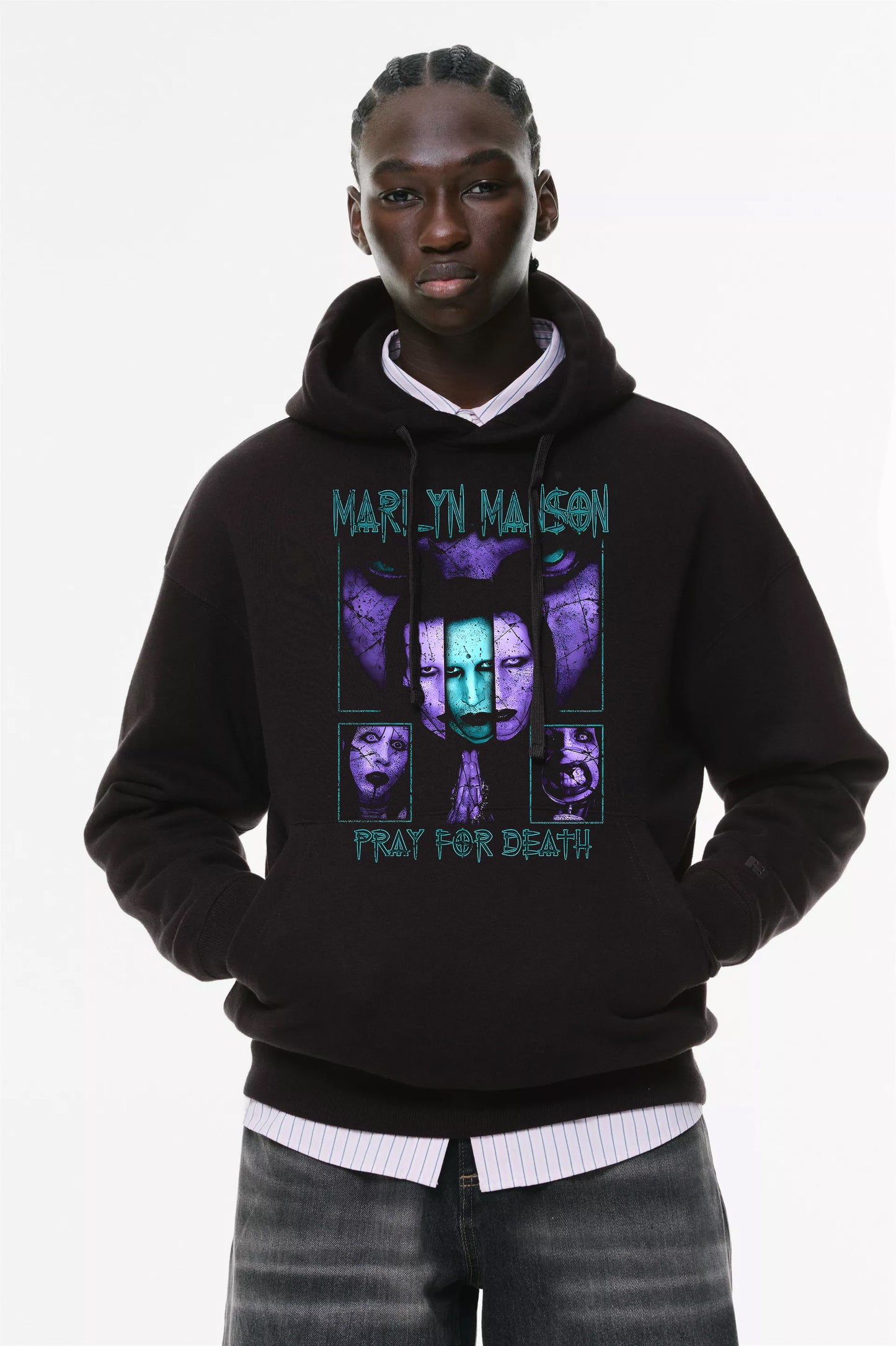 Φούτερ με κουκούλα και τσέπες Prenium ποιότητας της εταιρίας Lux in Tenebris με τύπωμα Marilyn Manson