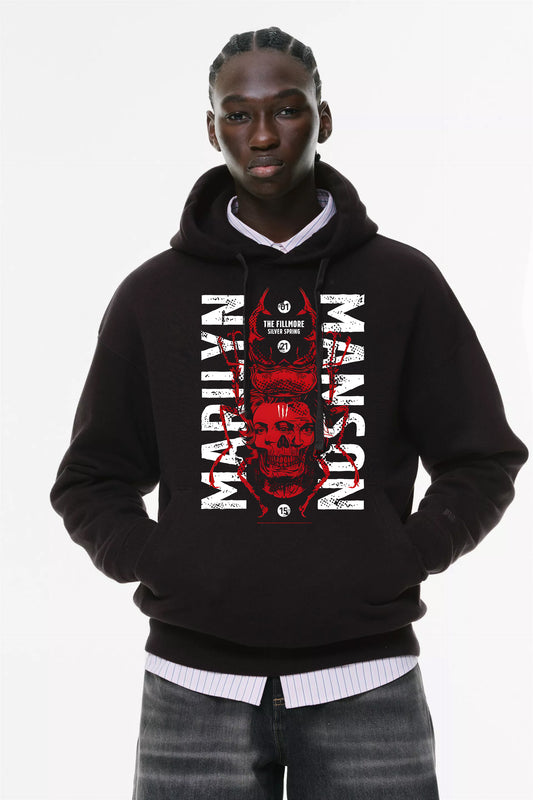 Φούτερ με κουκούλα και τσέπες Prenium ποιότητας της εταιρίας Lux in Tenebris με τύπωμα Marilyn Manson