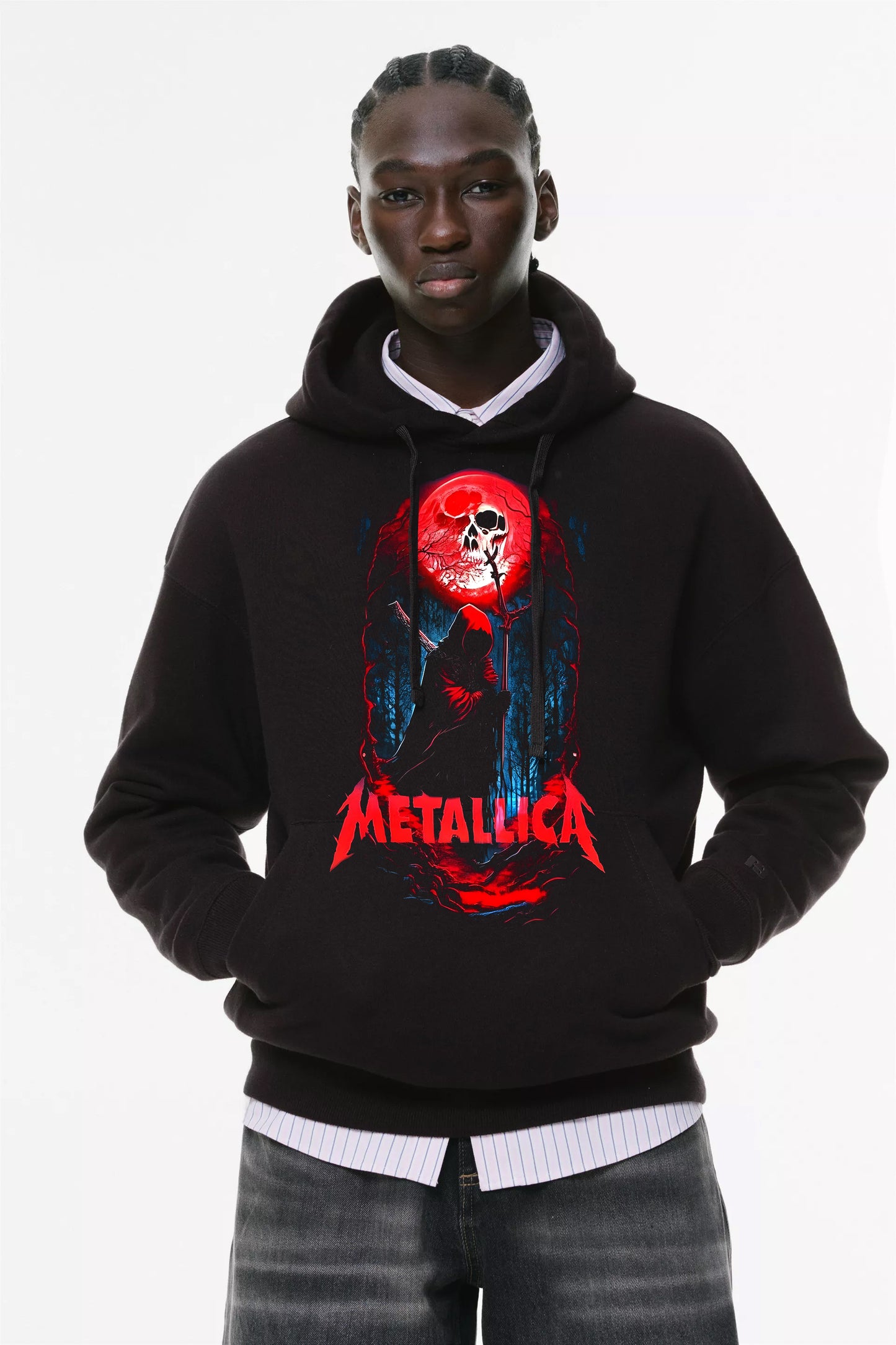 Φούτερ με κουκούλα και τσέπες Prenium ποιότητας της εταιρίας Lux in Tenebris με τύπωμα Metallica