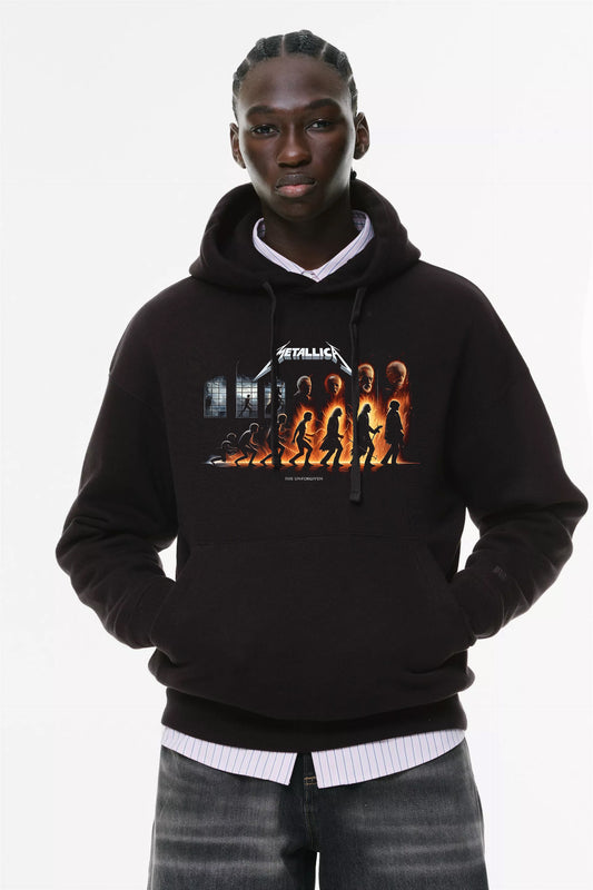 Φούτερ με κουκούλα και τσέπες Prenium ποιότητας της εταιρίας Lux in Tenebris με τύπωμα Metallica