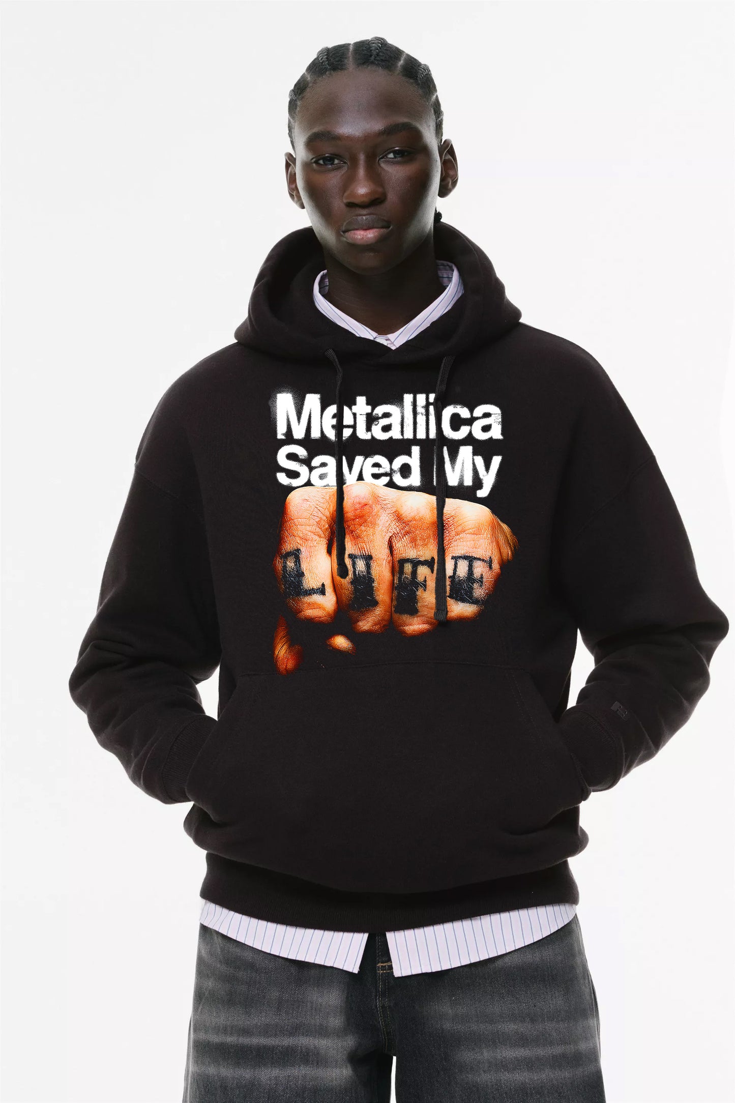 Φούτερ με κουκούλα και τσέπες Prenium ποιότητας της εταιρίας Lux in Tenebris με τύπωμα Metallica