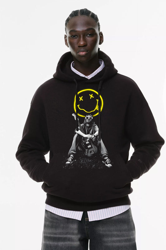 Φούτερ με κουκούλα και τσέπες Prenium ποιότητας της εταιρίας Lux in Tenebris με τύπωμα Nievana Kobain