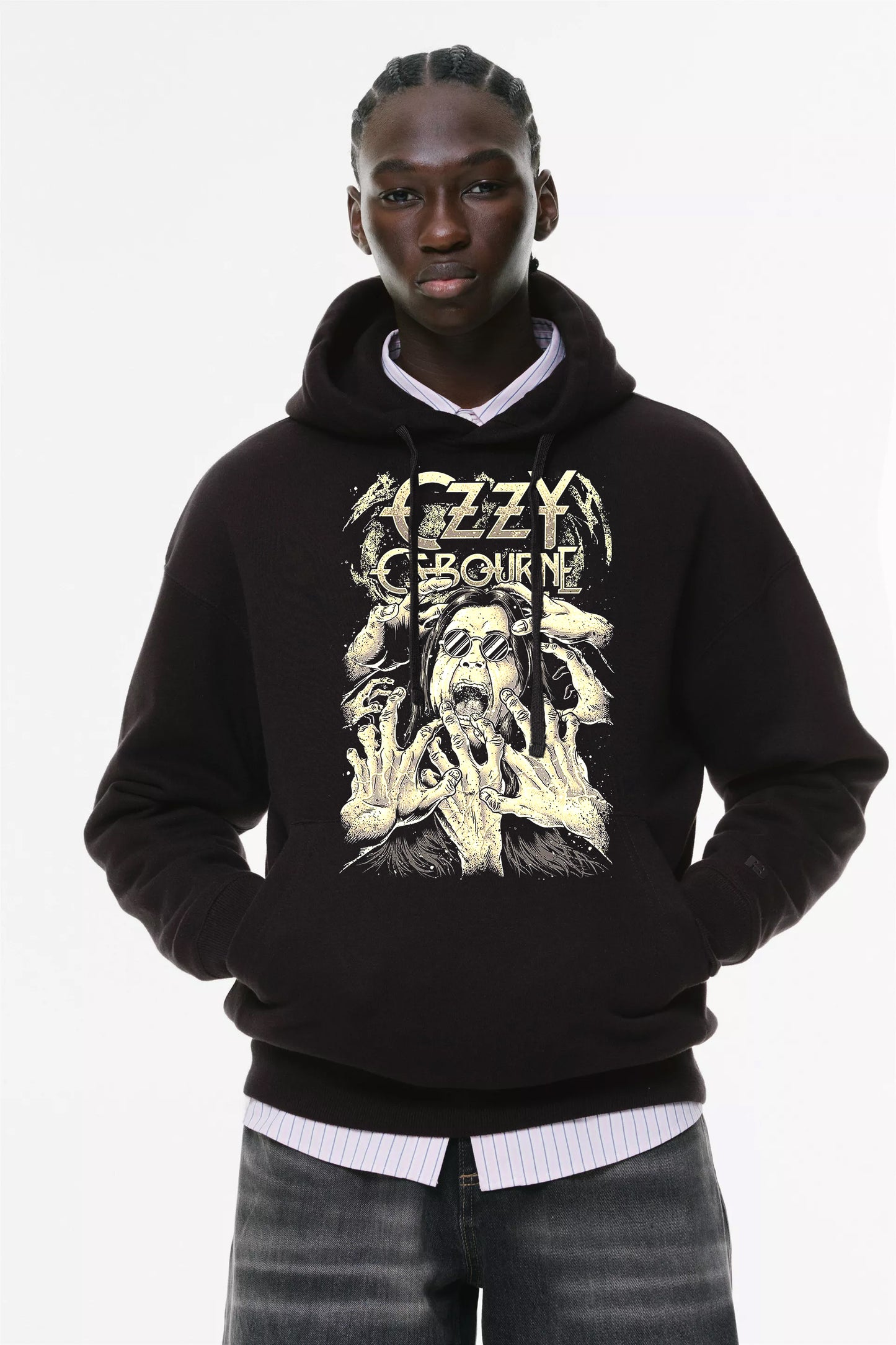 Φούτερ με κουκούλα και τσέπες Prenium ποιότητας της εταιρίας Lux in Tenebris με τύπωμα Ozzy Ozborn