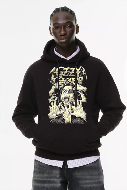 Φούτερ με κουκούλα και τσέπες Prenium ποιότητας της εταιρίας Lux in Tenebris με τύπωμα Ozzy Ozborn