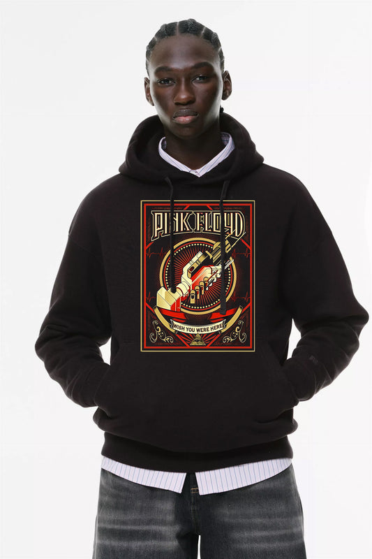 Φούτερ με κουκούλα και τσέπες Prenium ποιότητας της εταιρίας Lux in Tenebris με τύπωμα Pink Floyd