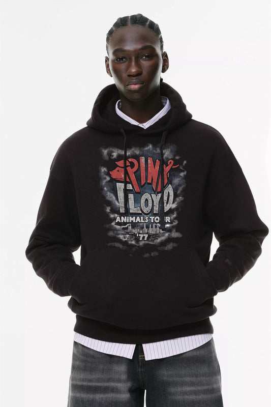 Φούτερ με κουκούλα και τσέπες Prenium ποιότητας της εταιρίας Lux in Tenebris με τύπωμα Pink Floyd