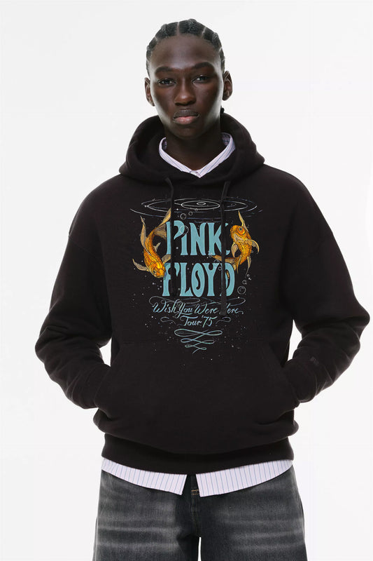 Φούτερ με κουκούλα και τσέπες Prenium ποιότητας της εταιρίας Lux in Tenebris με τύπωμα Pink Floyd