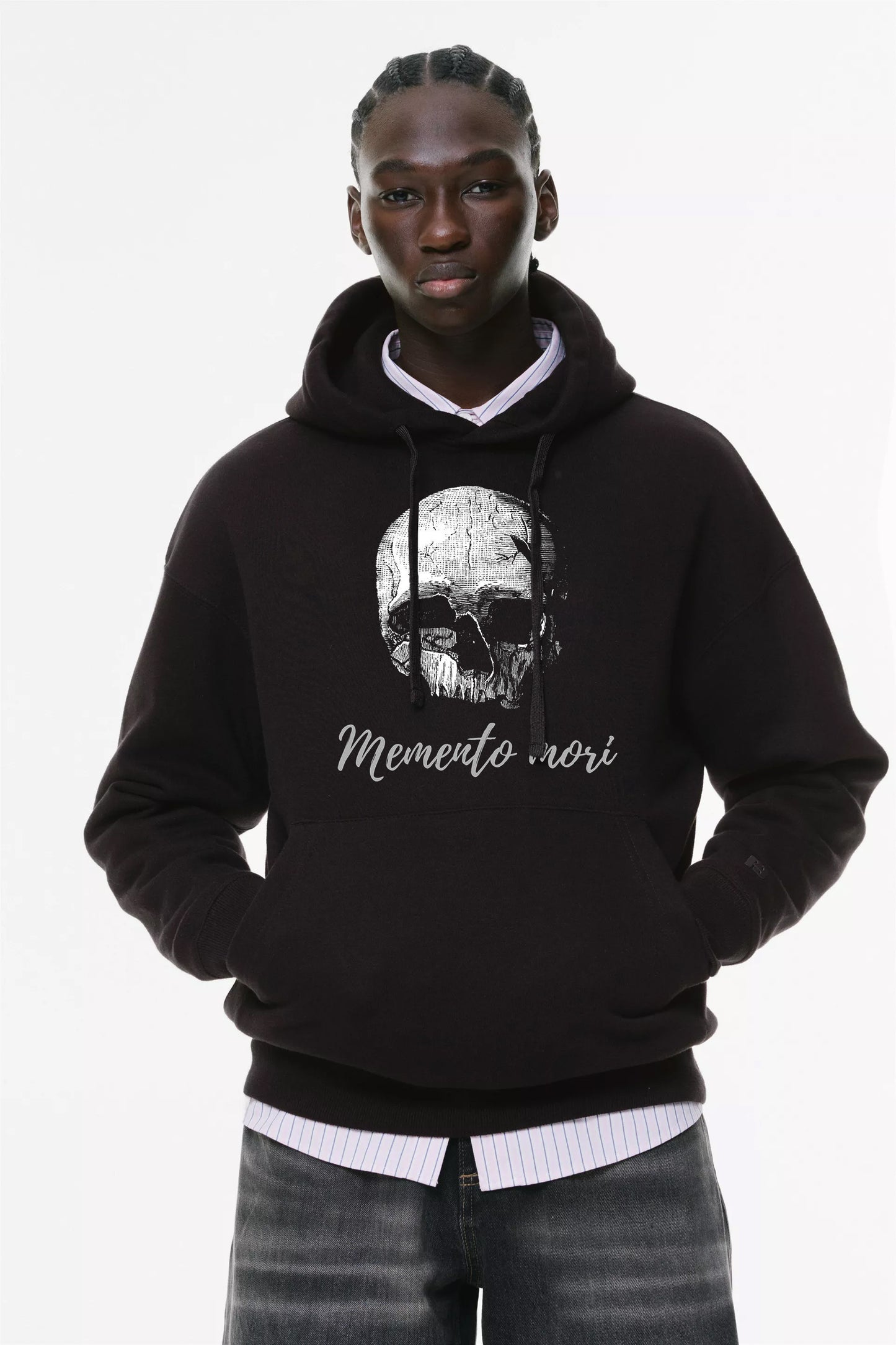 Φούτερ με κουκούλα και τσέπες Prenium Ποιότητας της LIT - Momento Mori Collection με τύπωμα Memento Mori Κρανίο