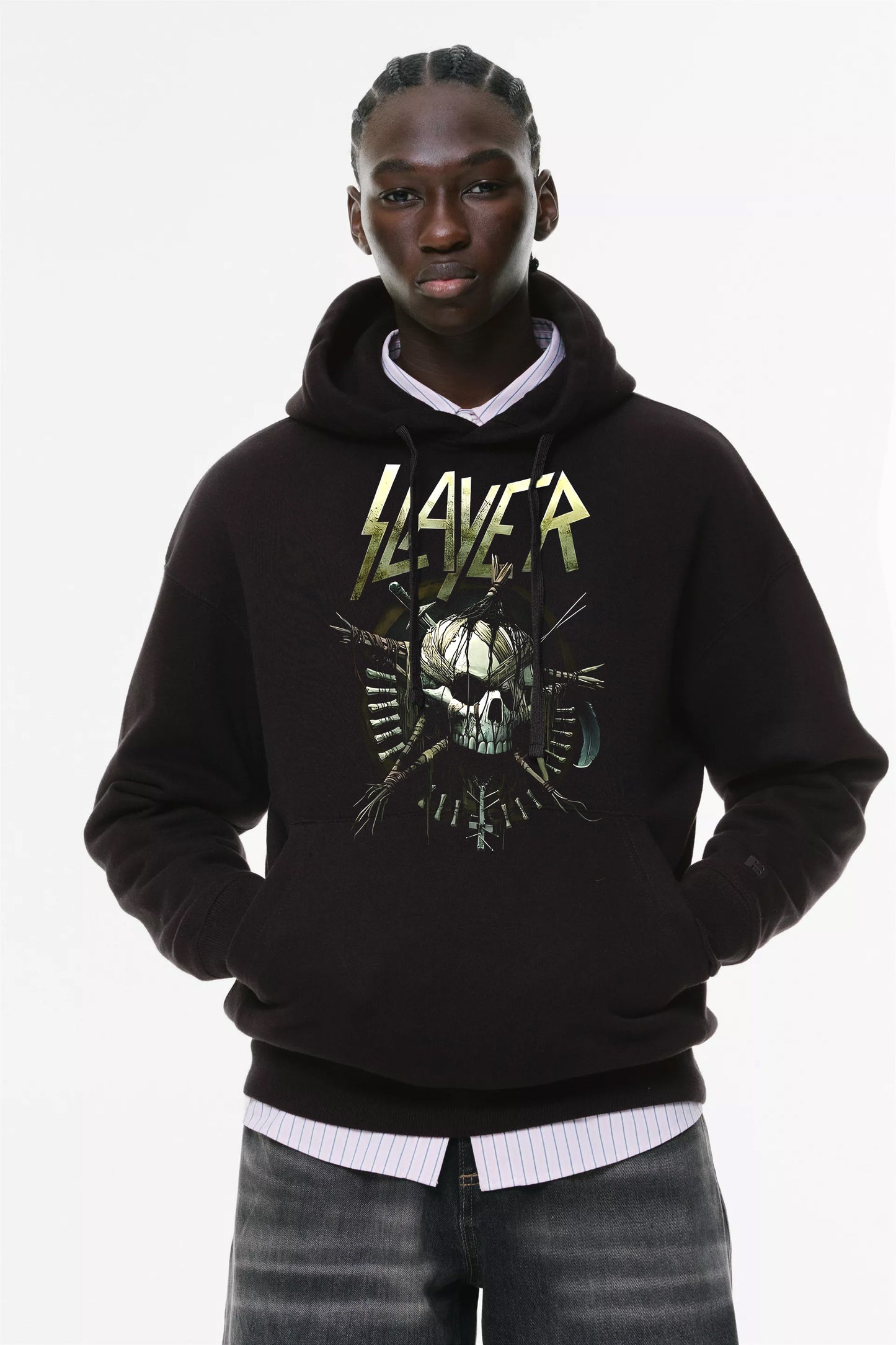 Φούτερ με κουκούλα και τσέπες Prenium ποιότητας της εταιρίας Lux in Tenebris με τύπωμα Slayer