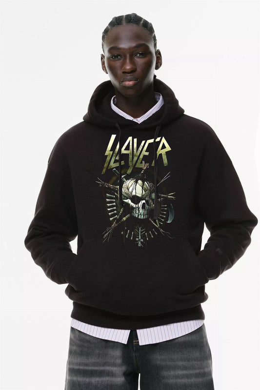 Φούτερ με κουκούλα και τσέπες Prenium ποιότητας της εταιρίας Lux in Tenebris με τύπωμα Slayer