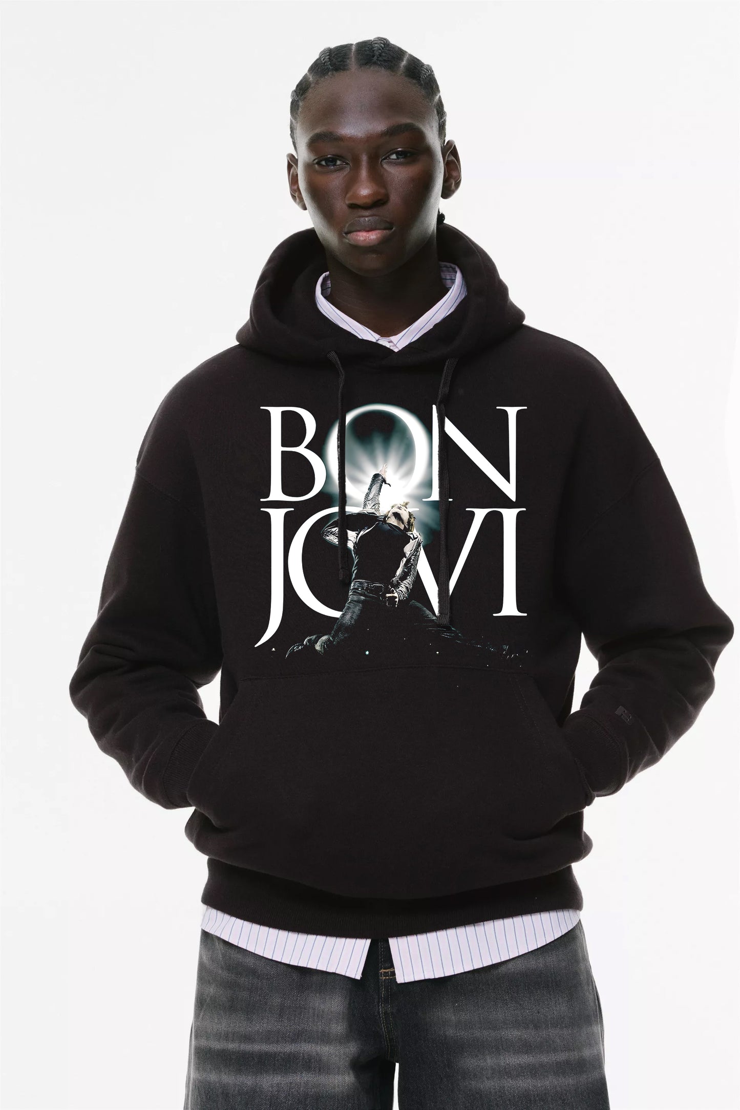 Φούτερ με κουκούλα και τσέπες Prenium ποιότητας της εταιρίας Lux in Tenebris με τύπωμα Bon Jovi