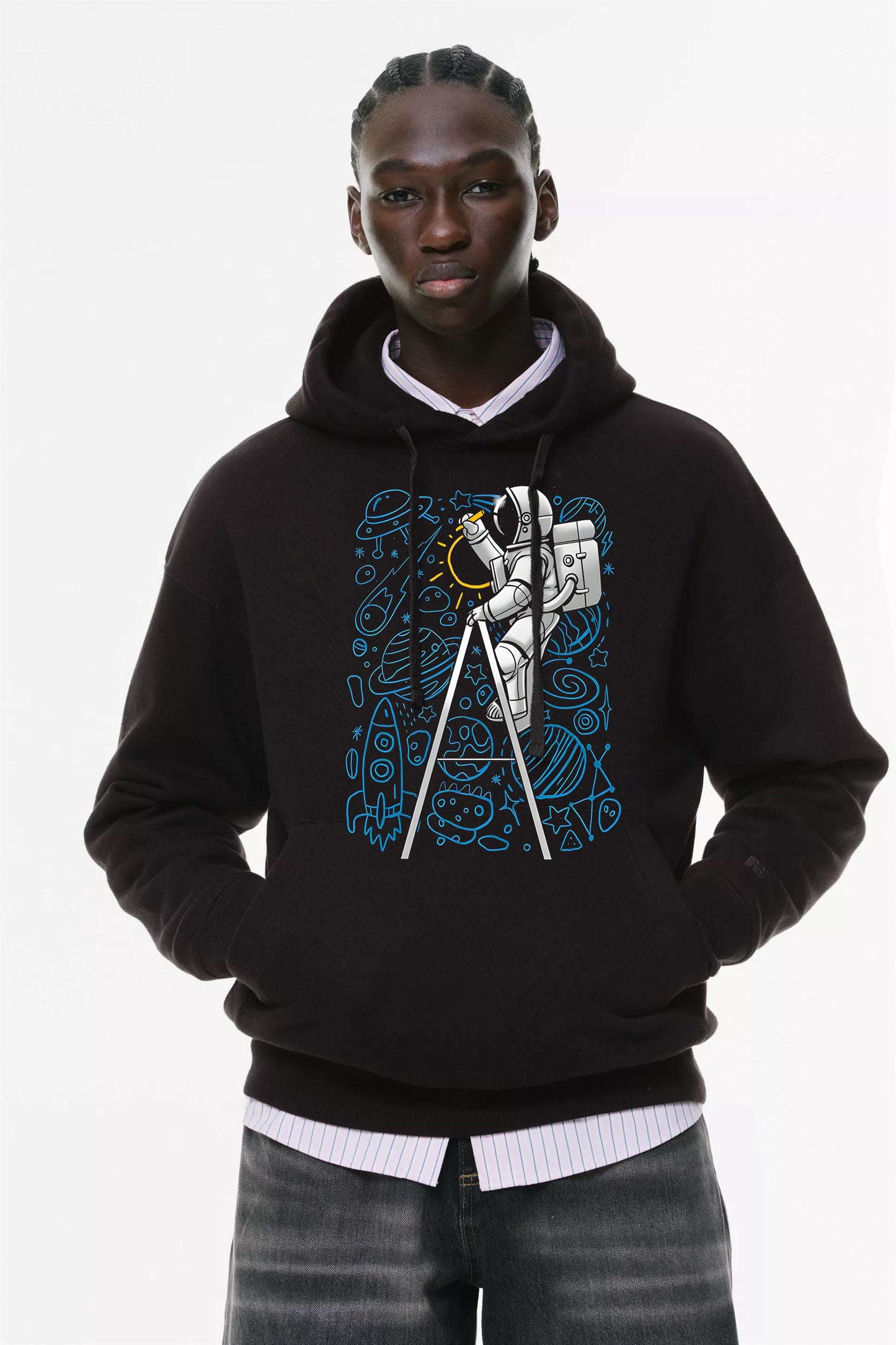 Φούτερ με κουκούλα και τσέπες Prenium ποιότητας της εταιρίας Lux in Tenebris με τύπωμα Astronaught Art