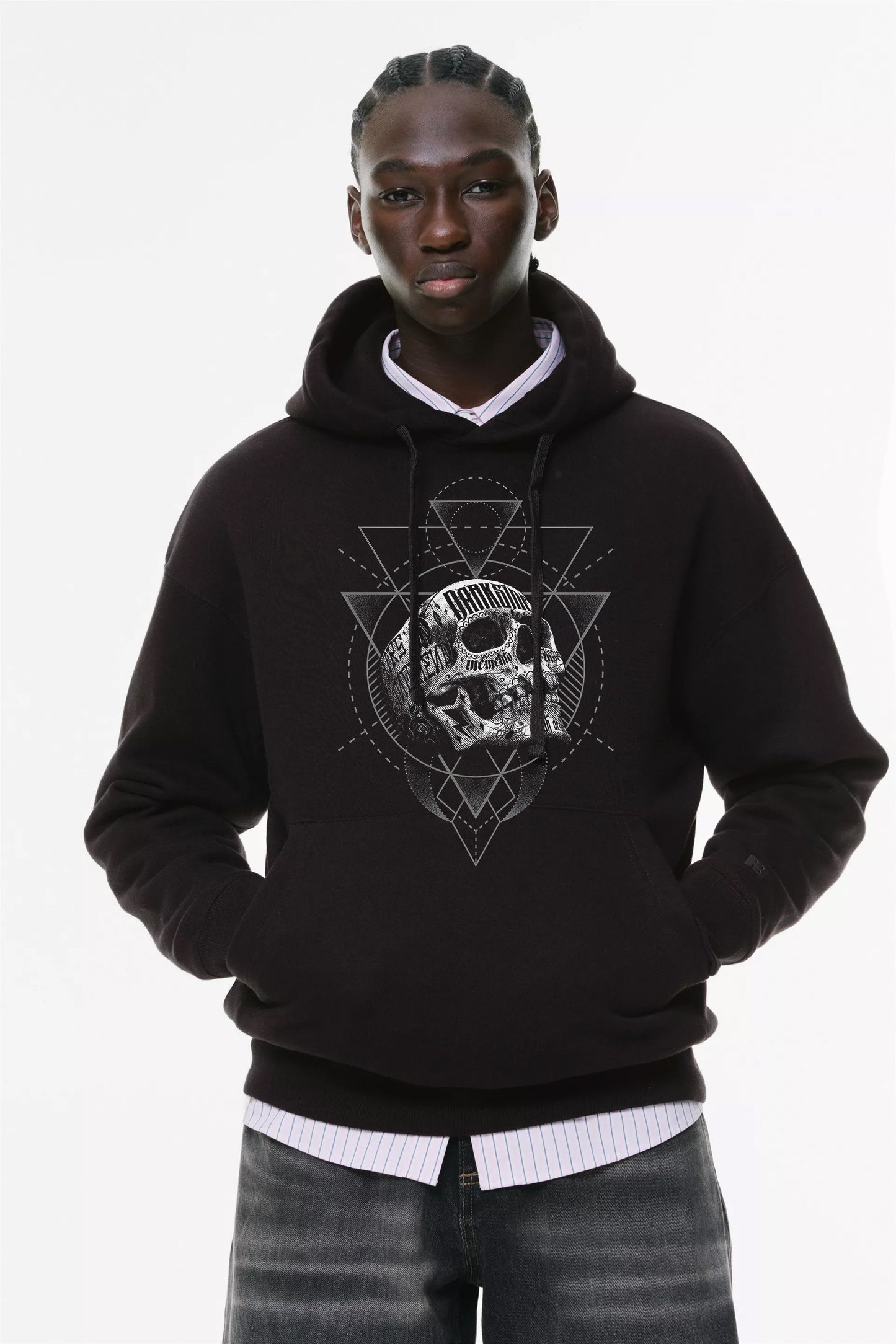 Φούτερ με κουκούλα και τσέπες Prenium Ποιότητας της LIT - Momento Mori Collection με τύπωμα Memento Mori Κρανίο