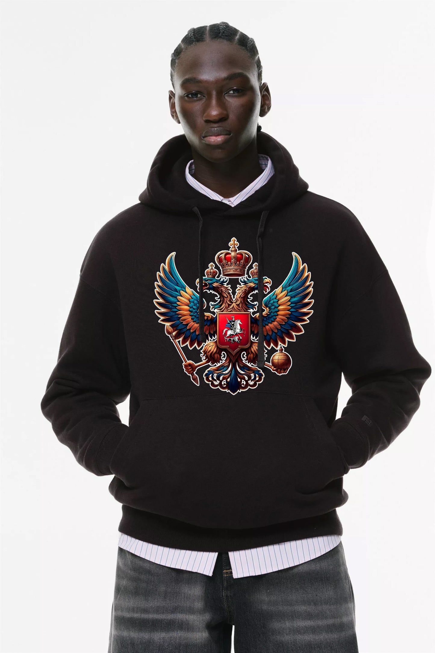 Φούτερ με κουκούλα και τσέπες Prenium ποιότητας της εταιρίας Lux in Tenebris με τύπωμα Russia