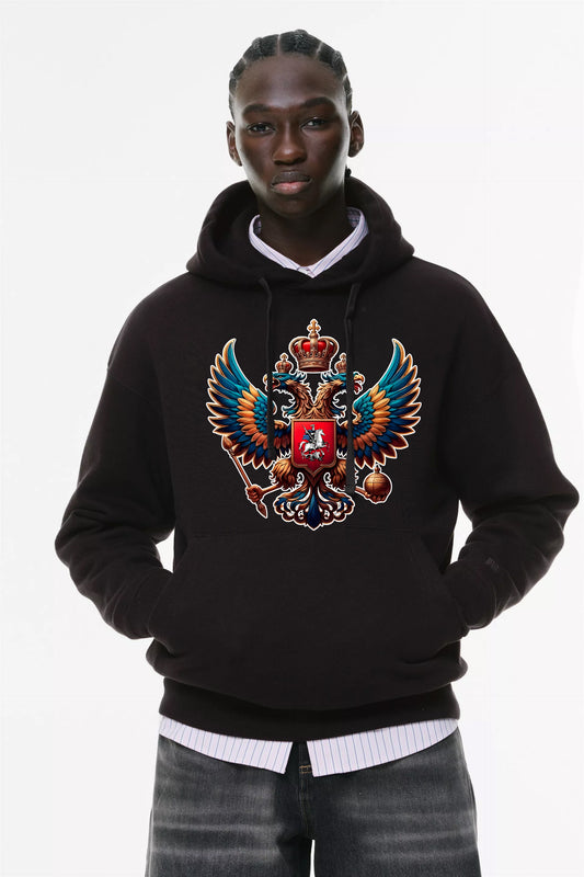 Φούτερ με κουκούλα και τσέπες Prenium ποιότητας της εταιρίας Lux in Tenebris με τύπωμα Russia