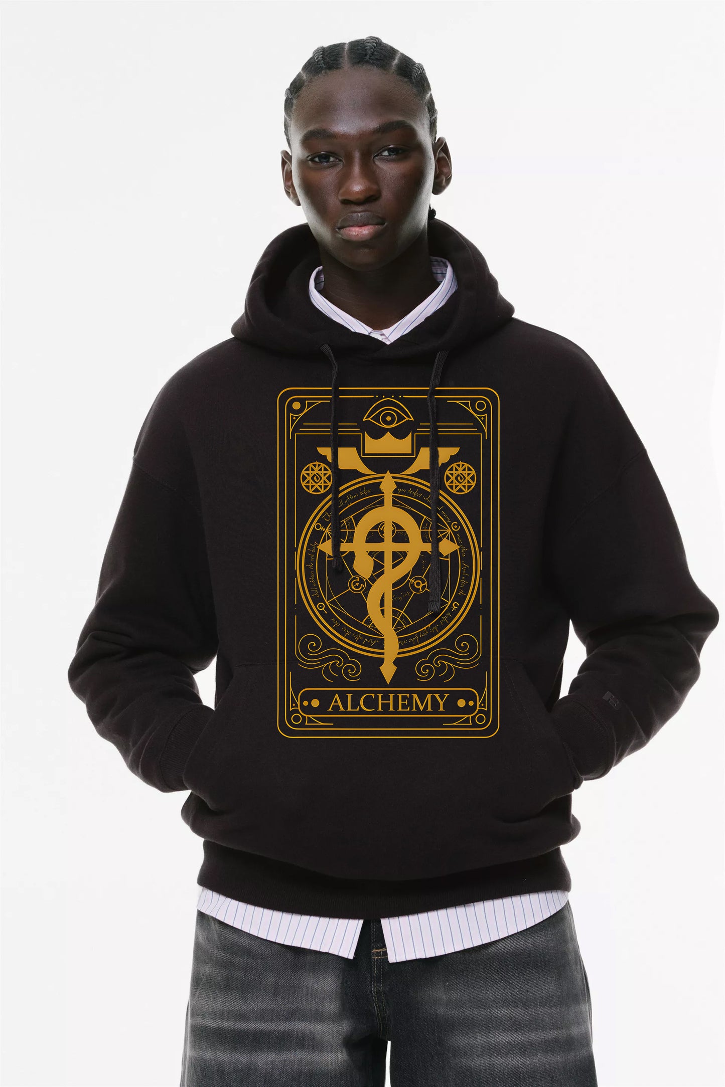 Φούτερ με κουκούλα και τσέπες Prenium ποιότητας της εταιρίας Lux in Tenebris με τύπωμα Alcemy