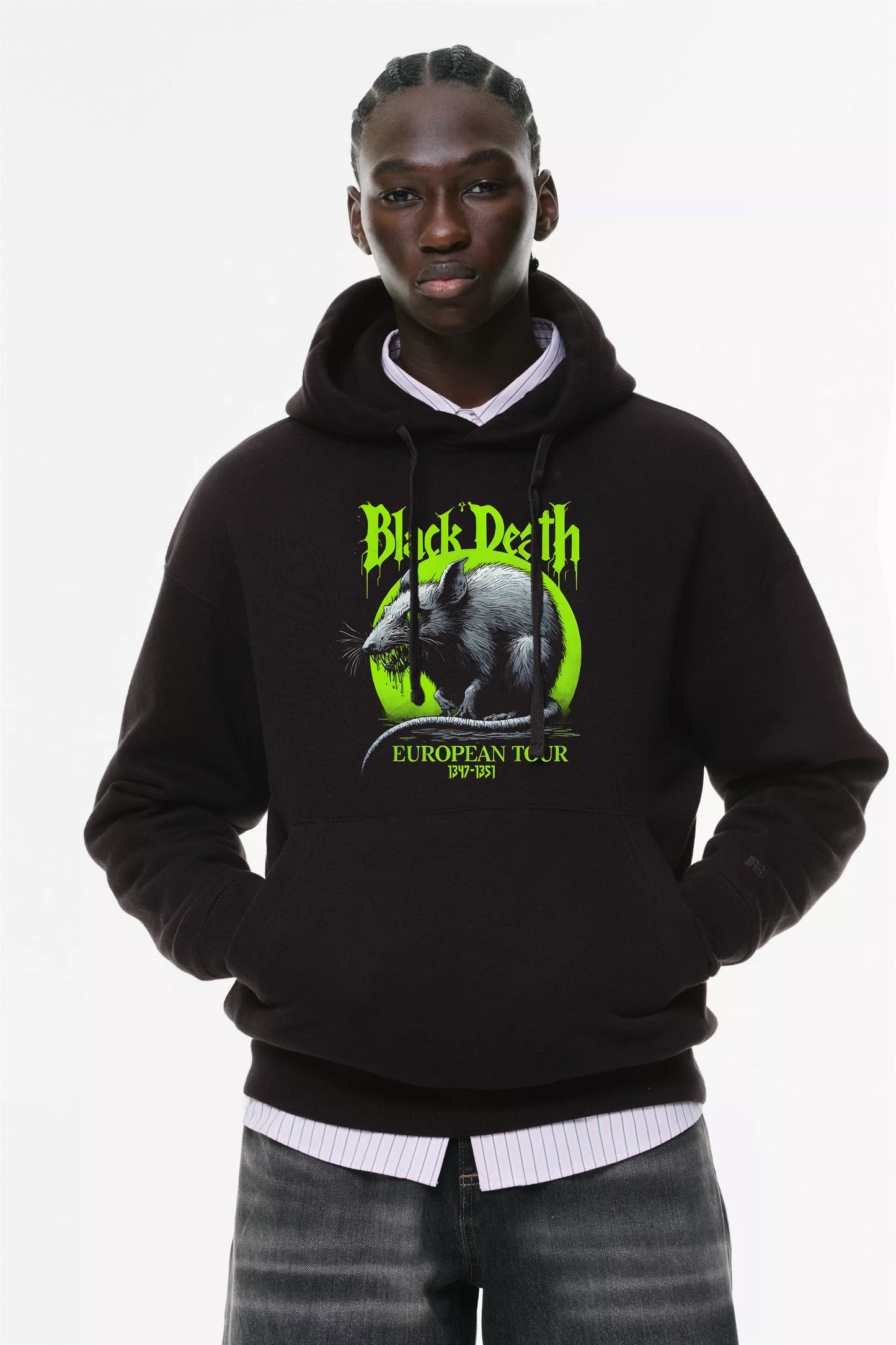 Φούτερ με κουκούλα και τσέπες Prenium ποιότητας της εταιρίας Lux in Tenebris με τύπωμα Death Tour - Πανόλη