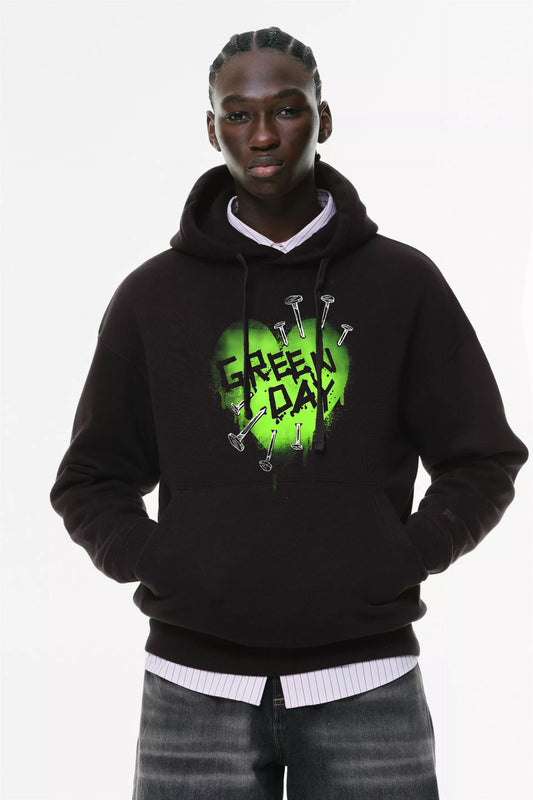 Φούτερ με κουκούλα και τσέπες Prenium ποιότητας της εταιρίας Lux in Tenebris με τύπωμα Green Day