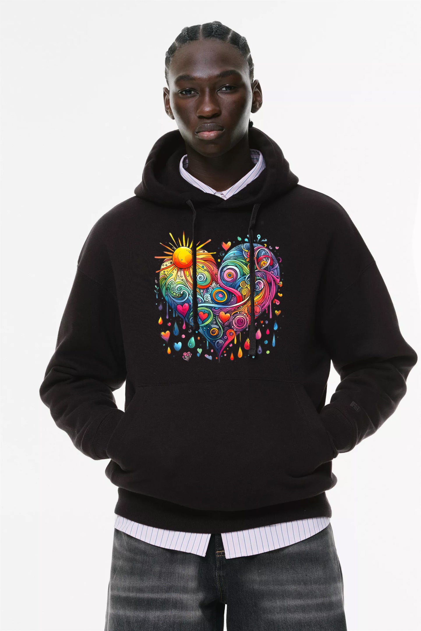 Φούτερ με κουκούλα και τσέπες Prenium ποιότητας της εταιρίας Lux in Tenebris με τύπωμα Hurt Art - Καρδιά