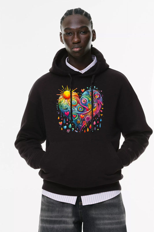 Φούτερ με κουκούλα και τσέπες Prenium ποιότητας της εταιρίας Lux in Tenebris με τύπωμα Hurt Art - Καρδιά