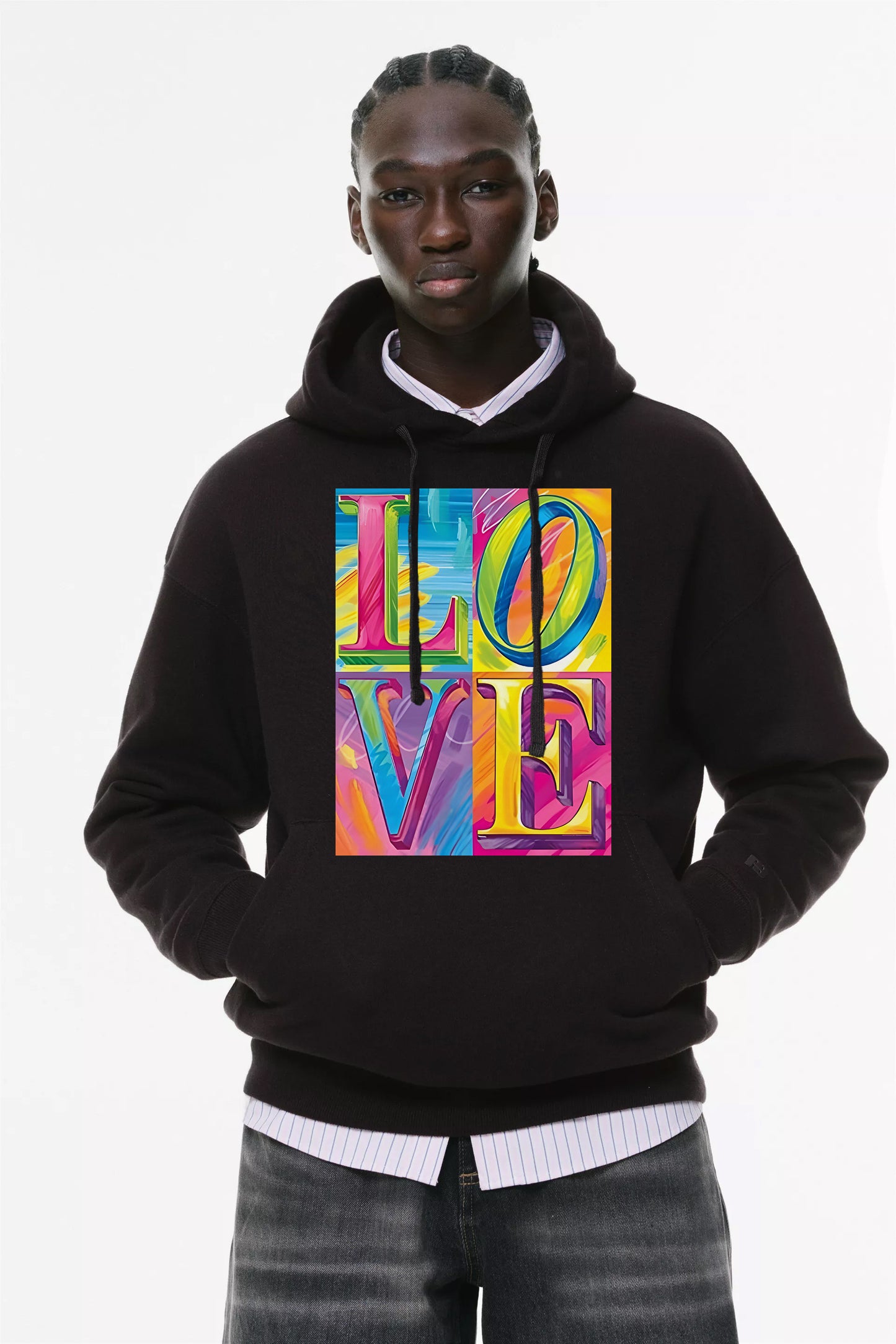 Φούτερ με κουκούλα και τσέπες Prenium ποιότητας της εταιρίας Lux in Tenebris με τύπωμα Love Art