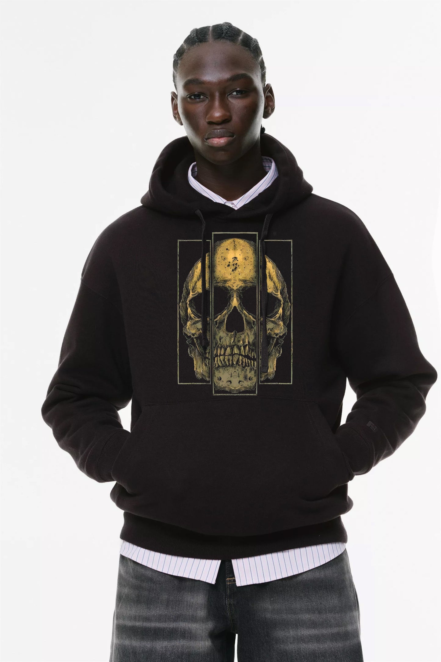 Φούτερ με κουκούλα και τσέπες Prenium Ποιότητας της LIT - Momento Mori Collection με τύπωμα Memento Mori Κρανίο