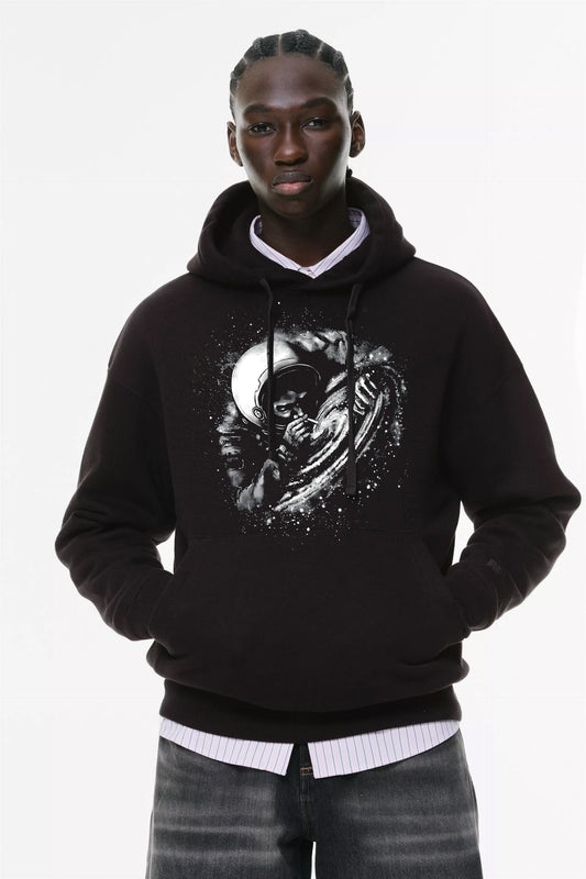 Φούτερ με κουκούλα και τσέπες Prenium ποιότητας της εταιρίας Lux in Tenebris με τύπωμα Αστροναύτης - σνιφάρει το σύμπαν