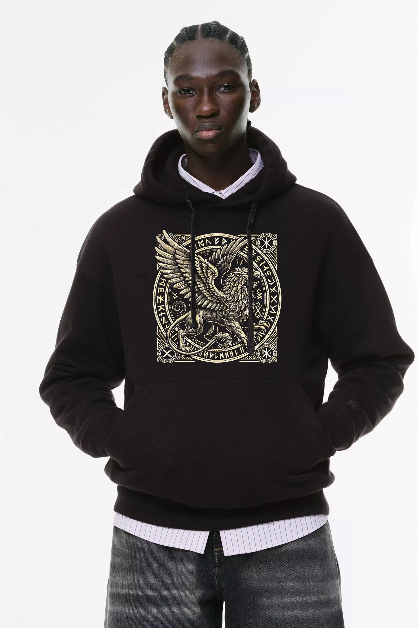 Φούτερ με κουκούλα και τσέπες Prenium ποιότητας της εταιρίας Lux in Tenebris με τύπωμα Σγίγγα - Sphinx