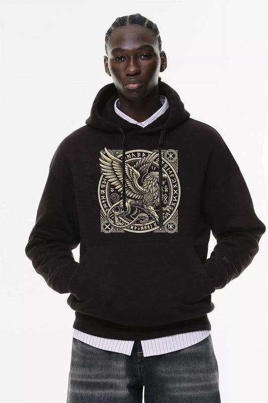 Φούτερ με κουκούλα και τσέπες Prenium ποιότητας της εταιρίας Lux in Tenebris με τύπωμα Σγίγγα - Sphinx