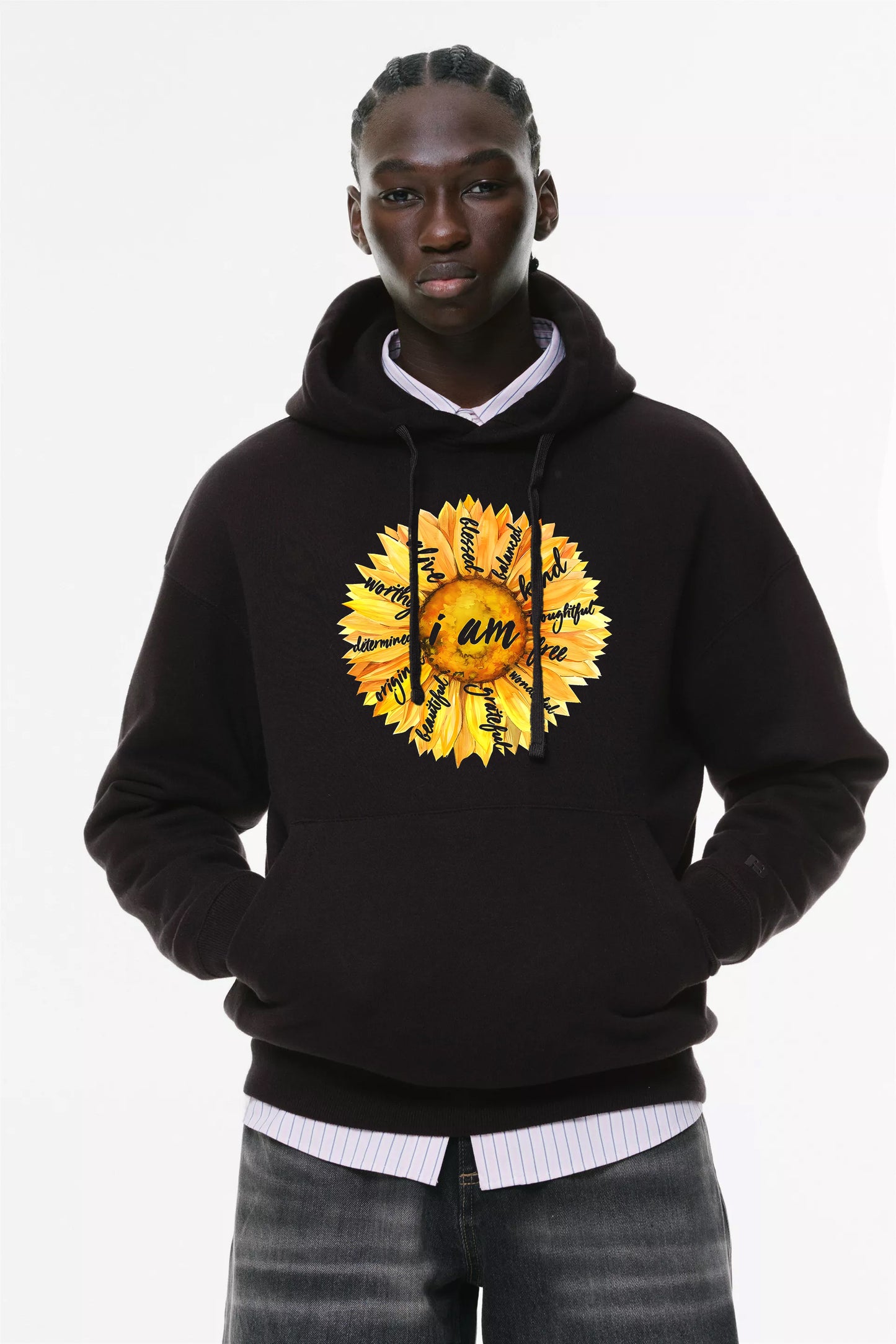 Φούτερ με κουκούλα και τσέπες Prenium ποιότητας της εταιρίας Lux in Tenebris με τύπωμα Sunflower - moods