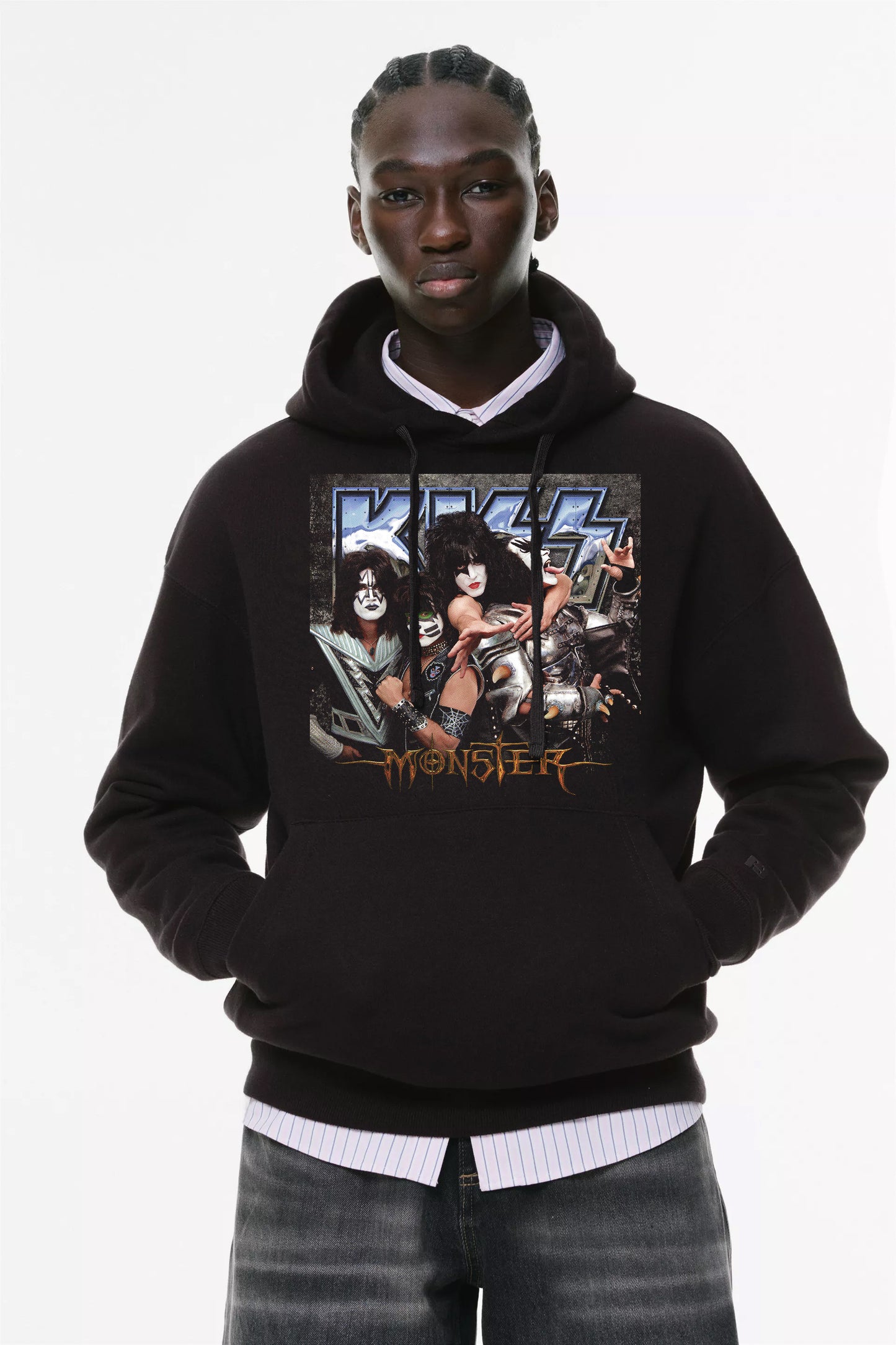 Φούτερ με κουκούλα και τσέπες Prenium ποιότητας της εταιρίας Lux in Tenebris με τύπωμα Kiss