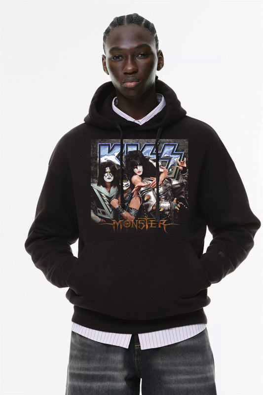 Φούτερ με κουκούλα και τσέπες Prenium ποιότητας της εταιρίας Lux in Tenebris με τύπωμα Kiss