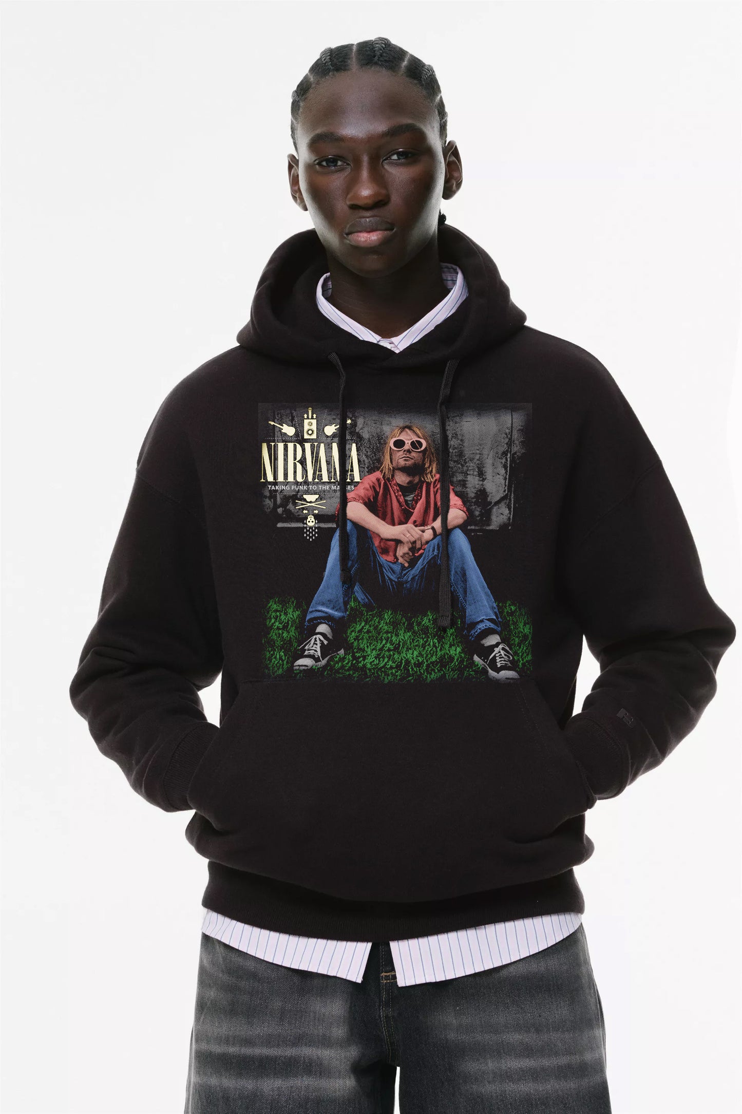 Φούτερ με κουκούλα και τσέπες Prenium ποιότητας της εταιρίας Lux in Tenebris με τύπωμα Nirvana - Kobain