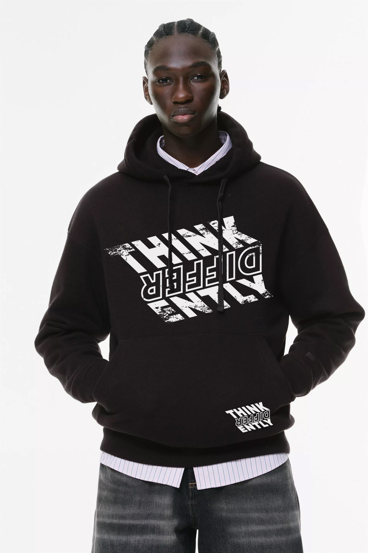 Φούτερ με κουκούλα και τσέπες Prenium ποιότητας της εταιρίας Lux in Tenebris με τύπωμα Think Differently