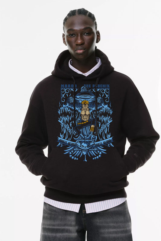 Φούτερ με κουκούλα και τσέπες Prenium ποιότητας της εταιρίας Lux in Tenebris με τύπωμα One Piece Phoenex