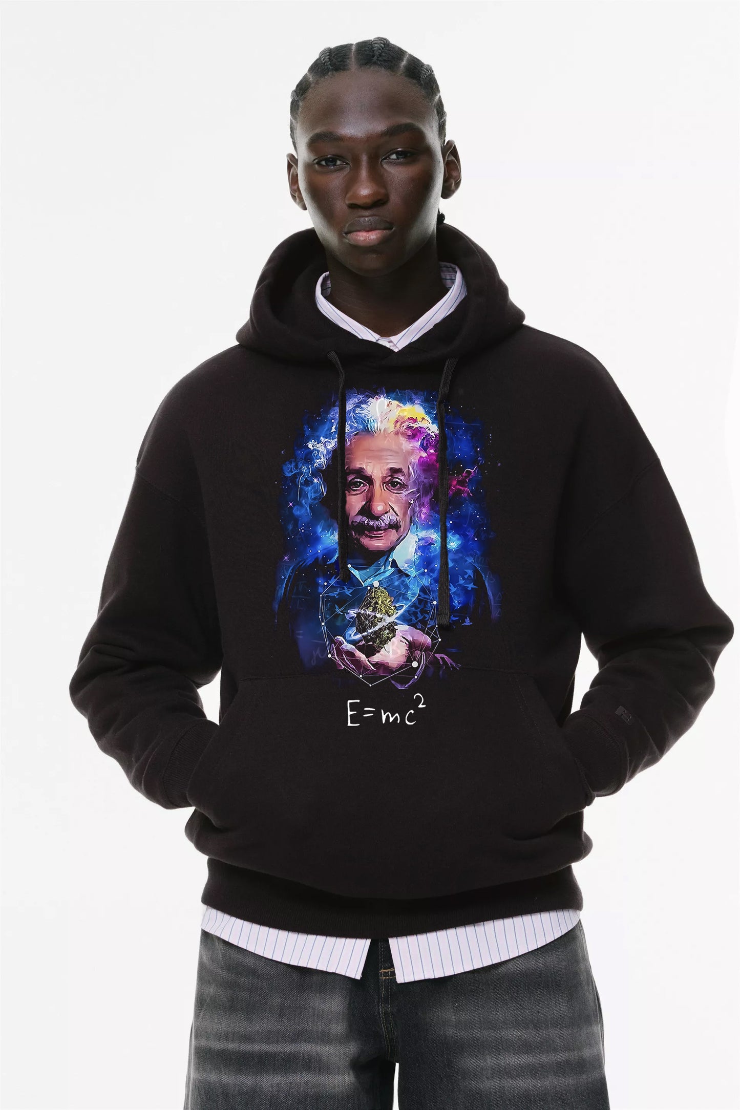 Φούτερ με κουκούλα και τσέπες Prenium ποιότητας της εταιρίας Lux in Tenebris με τύπωμα Eistein