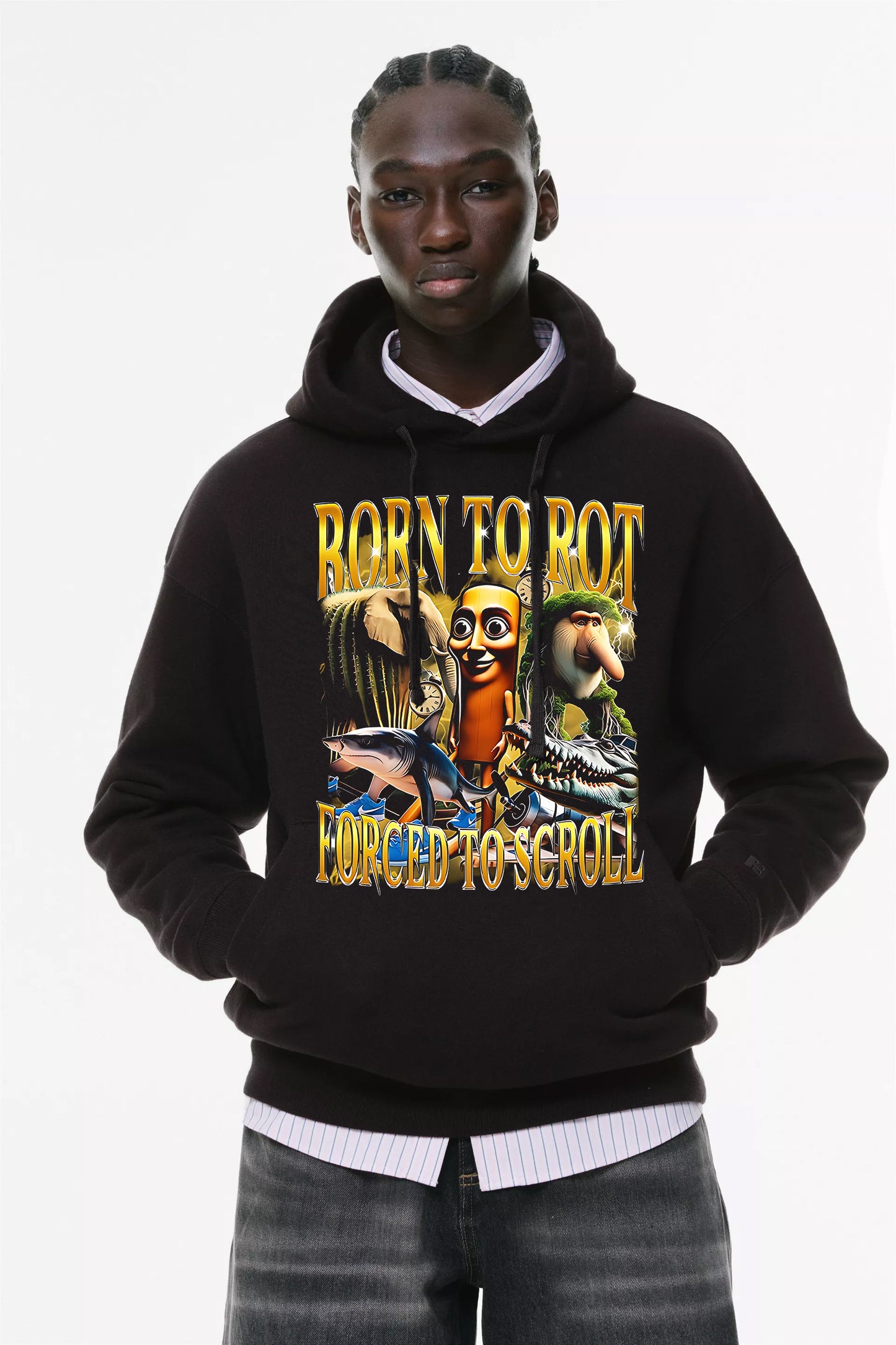 Φούτερ με κουκούλα και τσέπες Prenium ποιότητας της εταιρίας Lux in Tenebris με τύπωμα Brainroot