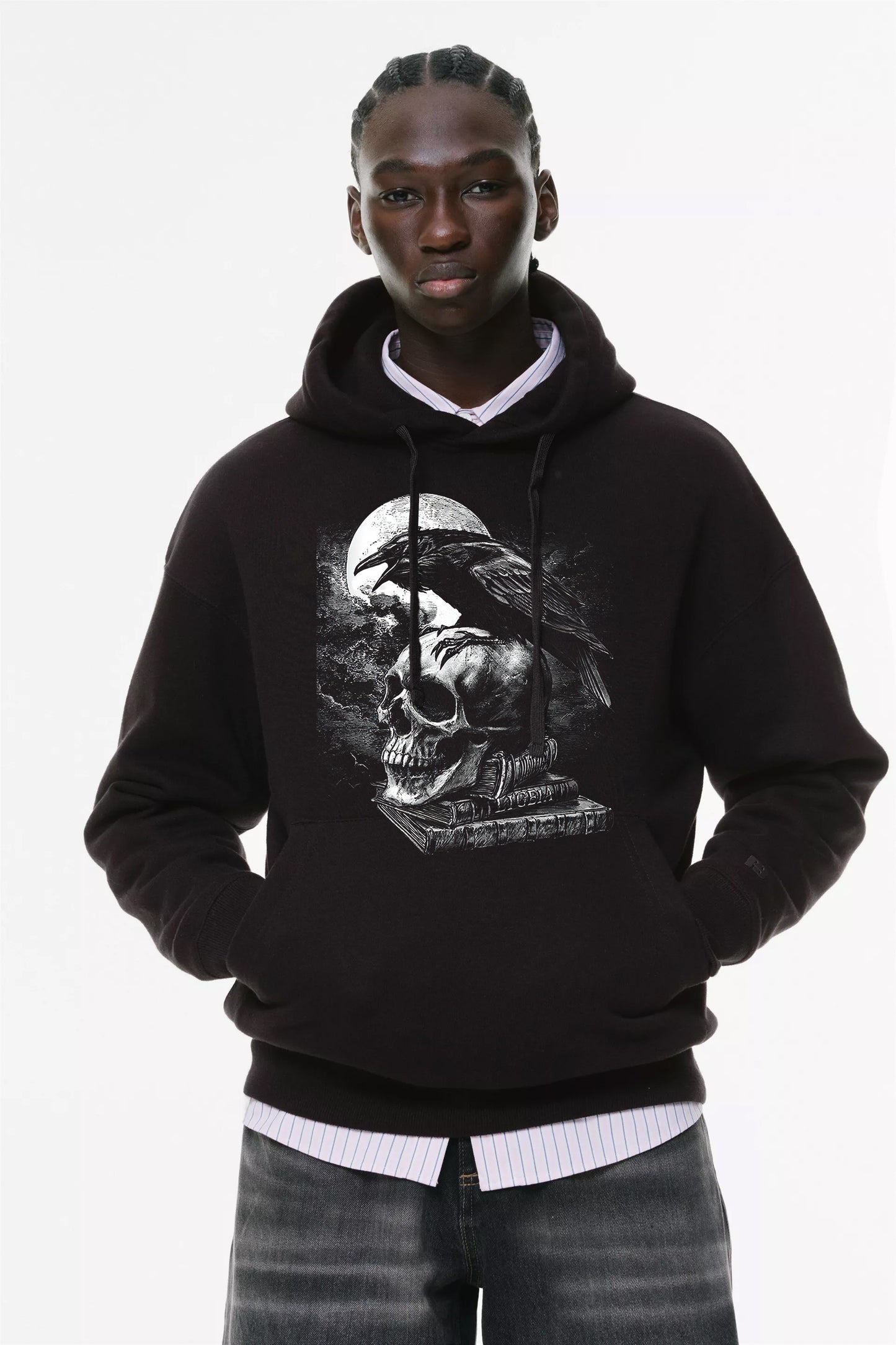 Φούτερ με κουκούλα και τσέπες Prenium Ποιότητας της LIT - Momento Mori Collection με τύπωμα Δρεπάνι - θάνατος