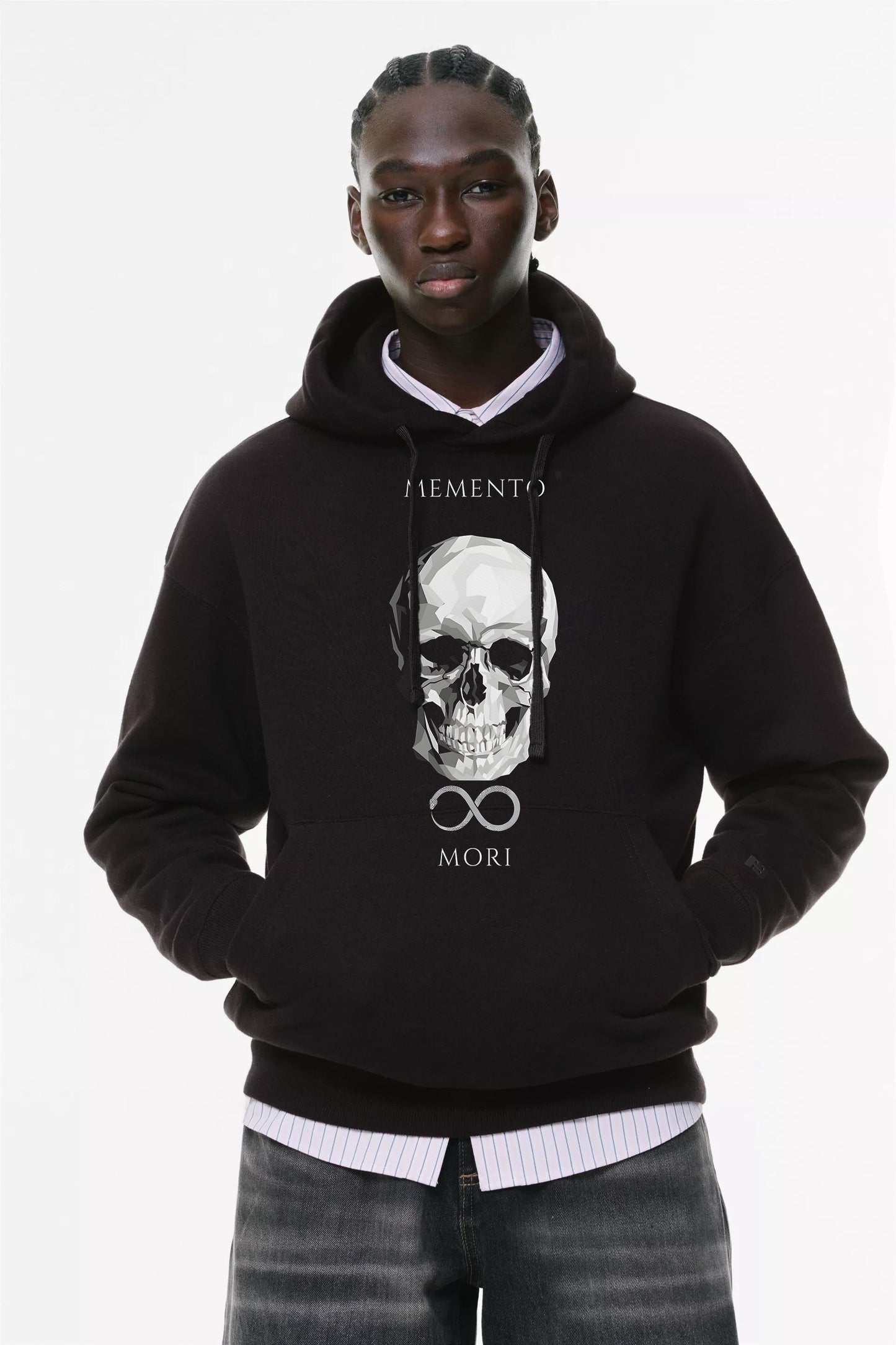 Φούτερ με κουκούλα και τσέπες Prenium Ποιότητας της LIT - Momento Mori Collection με τύπωμα Memento Mori Κρανίο