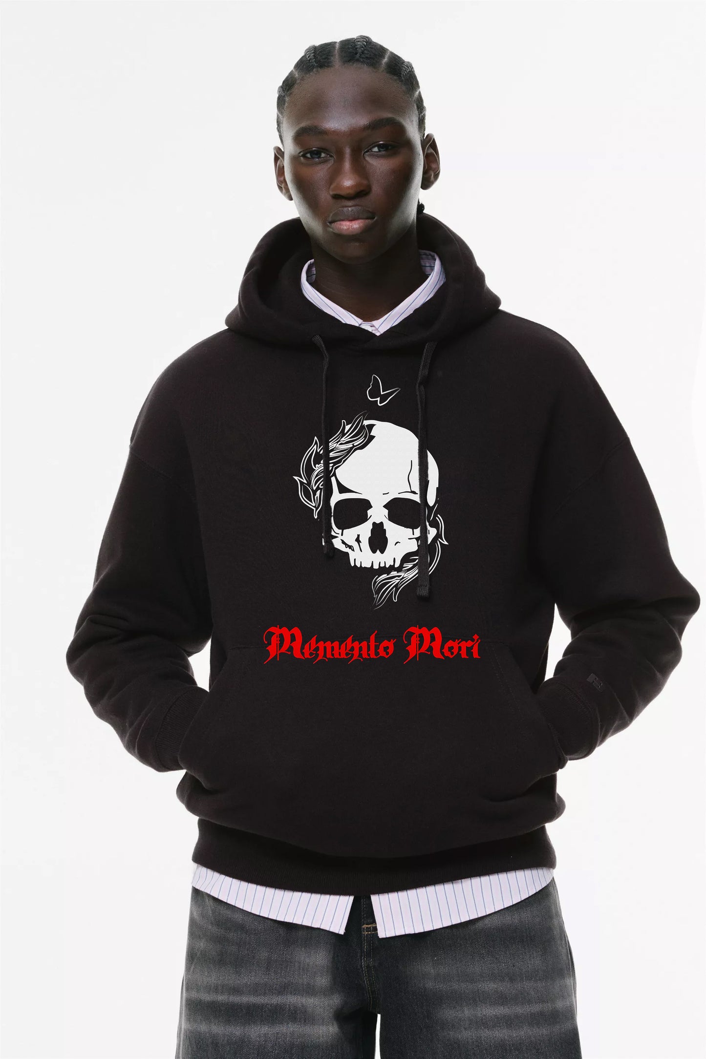 Φούτερ με κουκούλα και τσέπες Prenium Ποιότητας της LIT - Momento Mori Collection με τύπωμα Memento Mori Κρανίο