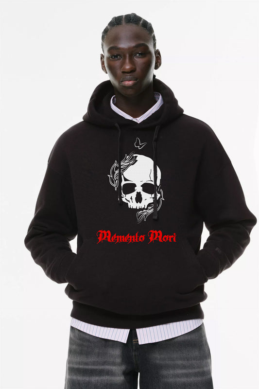 Φούτερ με κουκούλα και τσέπες Prenium Ποιότητας της LIT - Momento Mori Collection με τύπωμα Memento Mori Κρανίο
