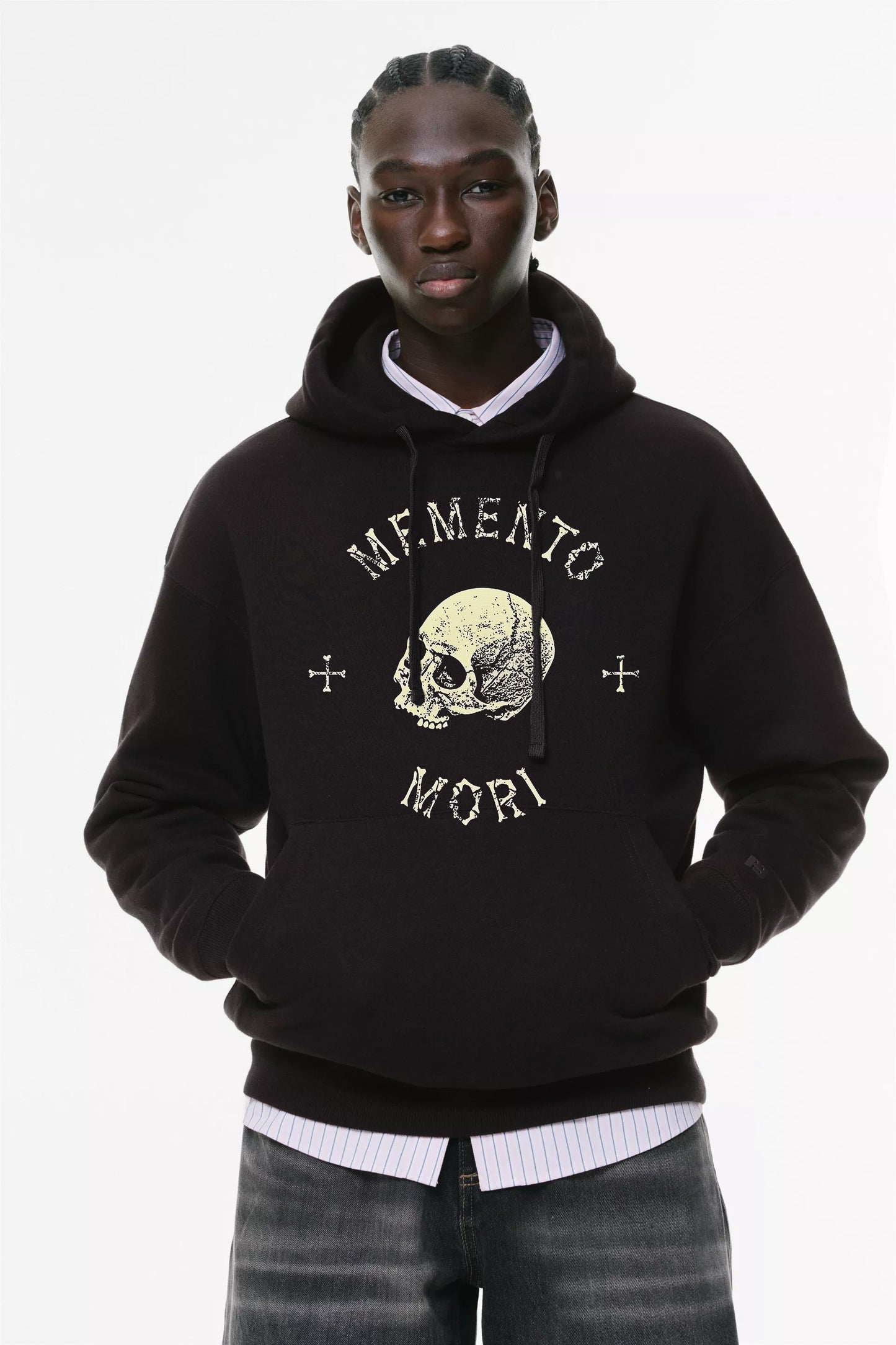 Φούτερ με κουκούλα και τσέπες Prenium Ποιότητας της LIT - Momento Mori Collection με τύπωμα Memento Mori Κρανίο