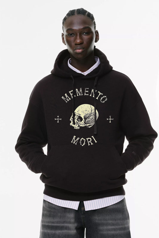 Φούτερ με κουκούλα και τσέπες Prenium Ποιότητας της LIT - Momento Mori Collection με τύπωμα Memento Mori Κρανίο