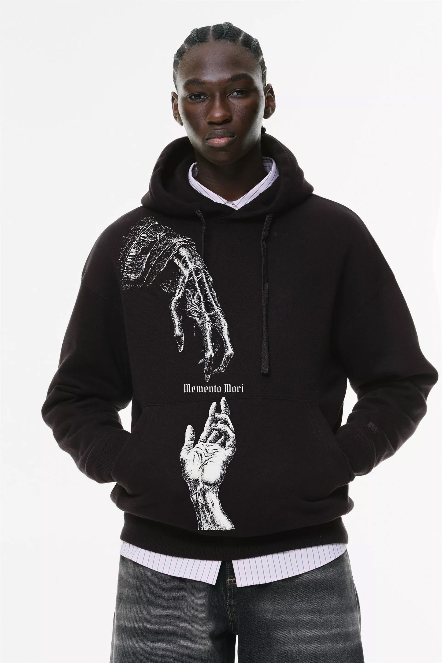 Φούτερ με κουκούλα και τσέπες Prenium Ποιότητας της LIT - Momento Mori Collection με τύπωμα Memento Mori Άγγιγμα του Θανάτου